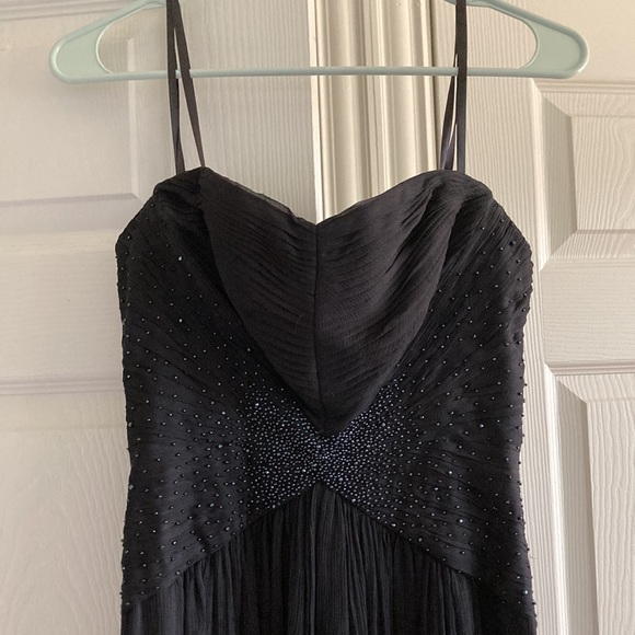 Black Silk Beaded BCBG Max Azria Gown, Size 0 - Picture 2 of 9